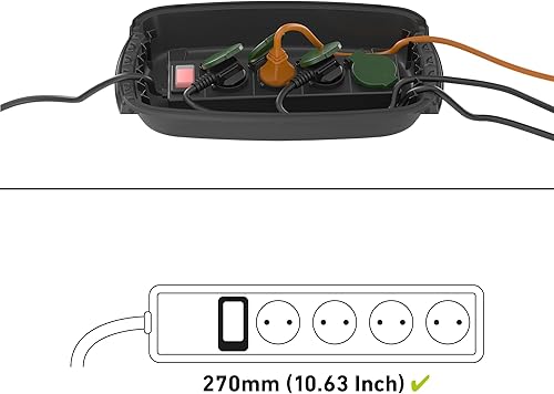 D-Line, Wetterfeste Elektrobox, IP54-Schutz - Innenmaße = 290mm (Länge) x 125mm (Breite) x 110mm (Höhe) - Schwarz - Cheap-Us