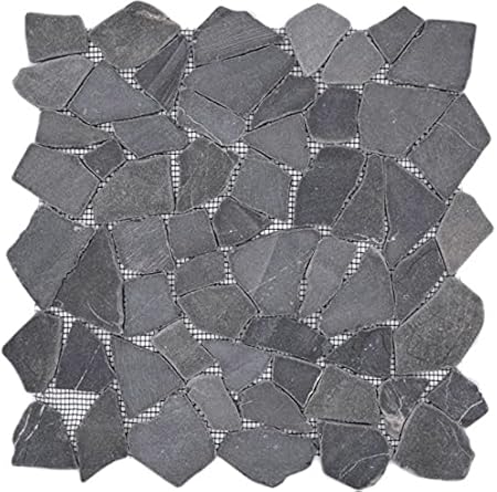 Mosaik Bruch/Ciot grau anthrazit Marmor Naturstein Küche, Mosaikstein Format: 15-69x8 mm, Bogengröße: 305x305 mm, 10 Bögen - Cheap-Us