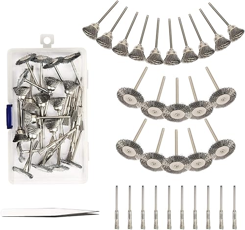 KATOOM 32tlg Drahtbürsten Set für Bohrmaschine Dremel Edelstahl Schleifzubehör mit Pinzette Akkuschrauber Topfbürste Pinselbürste zum Abtragen Polieren Reinigung Schleifen - Cheap-Us