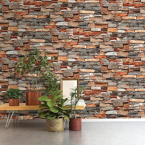 myforHD Selbstklebend Tapete Wandpapier Ziegel Selbstklebende Wandaufkleber Vintage Backstein Stein tapeten Dekorative Aufkleber für Möbel Wandtür Wasserdicht (Tapete Weiß, 45X300cm) - Cheap-Us