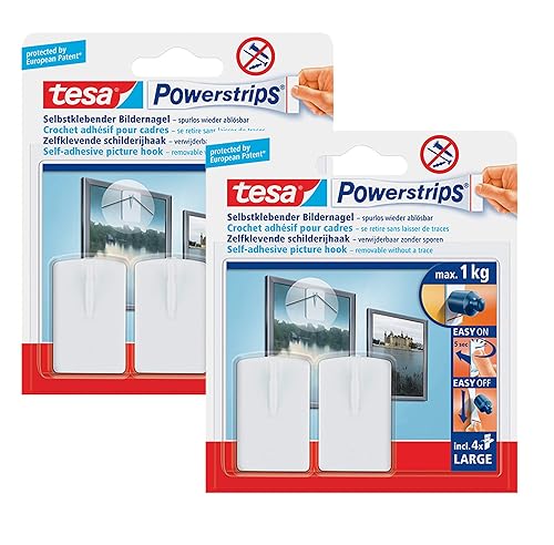 tesa Powerstrips Bildernagel, selbstklebend (4 Stück, Weiß) - Cheap-Us