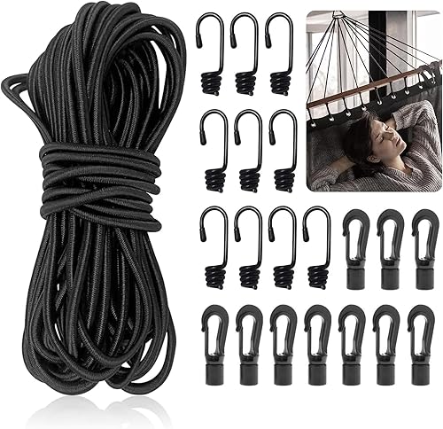 Spanngummi mit Haken,Gummiseil 6mm 15m Schwarz,DIY Expander mit Haken, Gepäckspanner für Auto & Fahrrad Elastisches Expander Seil Gummischnur Planenspanner Seil Spannseil mit Haken Zubehör - Cheap-Us