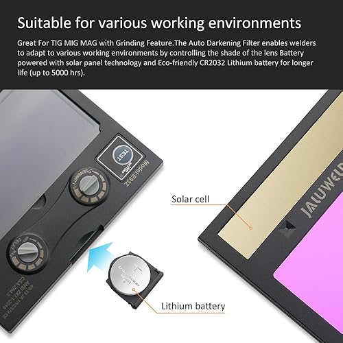 JALUWELD Automatik Schweißhelm Vollautomatik Schweißhelme Automatische Abdunkelung Solar Schweißmaske Großes sichtfeld für die Anwendungen Inkl.5 austauschbare Objektive - Cheap-Us