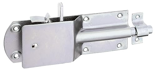 Alberts 124182 Sicherheits-Stallriegel | mit breitem flachen Griff | galvanisch verzinkt, dickschichtpassiviert | Platte 200 x 70 mm | Bolzen-Ø 15 mm | Schlaufenbreite 20 mm - Cheap-Us