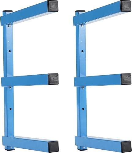Sinoer Garage Holz Lagerregal, Blaue Spritzbeschichtung, Schwerlaststahl，Wandregal mit 3 Schichten Wandmontage für Innen & Außen -2er Pack - Cheap-Us