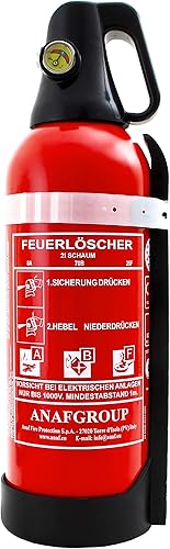 Feuerlöscher 2L ABF Fettbrand Schaum Kombi-Löscher DIN EN3 - sehr handlich - mit KFZ Halter + ANDRIS® Prüfnachweis & ISO Symbolschild - Cheap-Us