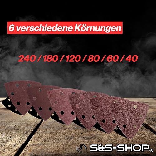 Delta-Schleifdreiecke mit Klett, Korn 120, 100 Stück, 93 x 93 x 93 mm, 6 Löcher, für Deltaschleifer & Multischleifer, Schleifpapier, Staubabsaugung - Cheap-Us