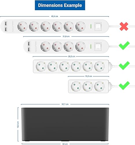 deleyCON Kabelmanagement Box Kabel Organizer Kabelkasten 23,5cm x 11,5cm x 11,5cm Robuster Kunststoff 2 Seitliche Kabelführungen Schutz und Sicherheit Weiß - Cheap-Us