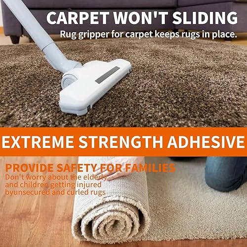 TAPEBEAR Extra Starkes Teppichklebeband Doppelseitig, Teppichklebeband RüCkstandsfrei, Doppelseitiges Klebeband Ablösbar, Teppichverlegeband FüR Teppich, Bodenbelag, 2inch X 40yard - Cheap-Us