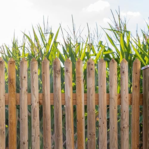 Gartenwelt Riegelsberger 10er Set Zaunbrett Fichte halbrund 27x60 mm 120 cm hoch, Typ C, KDI, gekegelt, Fichtenholz KDI Holz Zaunlatten Zaunstakete Zaun Stakete Zaunlatte Latte von Gartenwelt Riegelsberger - Cheap-Us