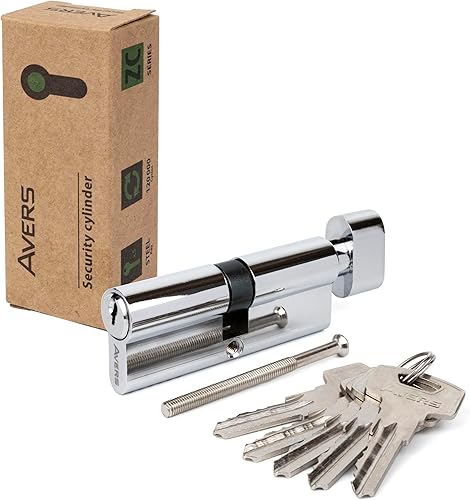 APECS Schließzylinder Sicherheitsschloss Wohnungstür Doppelzylinder 70 (35/35) mm mit 5 Schlüsseln Modell AVERS ZC-70(35/35) Chrom - Cheap-Us