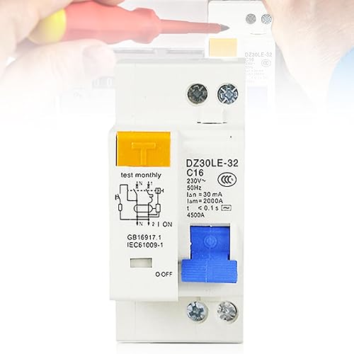 Asfrode FI Schutzschalter C16A, 230V 30mA 1P+N Fehlerstromschutzschalter Leitungsschutzschalter Hutschiene Auslaufschutz Überlastschutz mit Überstromschutz FI/LS Schalter Sicherungsautomat - Cheap-Us