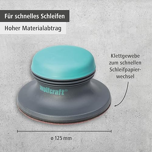 wolfcraft Flächenschleifer I 5894000 I mit Klettgewebe zum schnellen Schleifpapierwechsel I Ø 125 mm I für schnelles Schleifen - Made in Europe - Cheap-Us