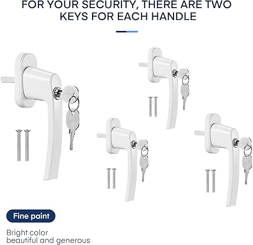 4 PCS Abschliessbarer Fenstergriff, Kindersicherung Fenstersicherung mit Schloss, Zur Befestigung von Fenstern, Balkontüren, Hoftüren usw.(Weiß) (4) - Cheap-Us