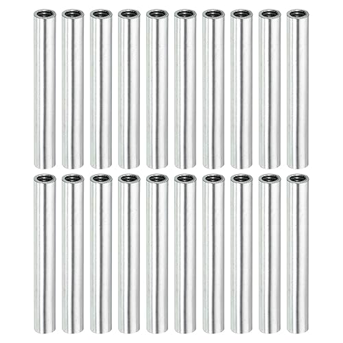 sourcing map 20 Stück Runde Kupplung Mutter M4x0.7mm Innengewinde 40mm Gewinde Rund Hülse Verbinder Stange Bolzen Rohrmutter Hardware Befestigung Silber - Cheap-Us