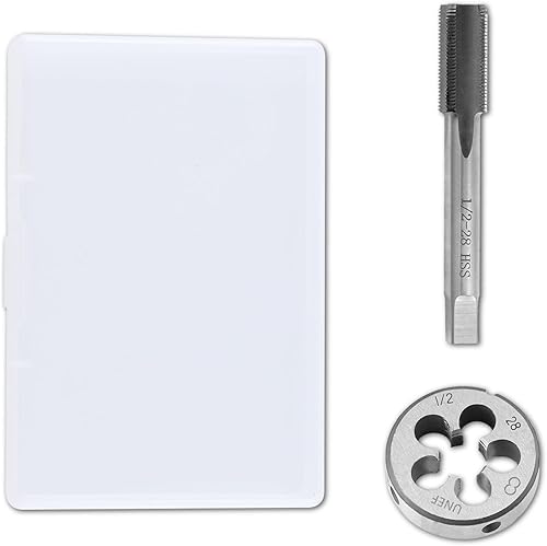 LEONTOOL 1/5.1 cm-28 UNEF Gewindeschneider-Set, HSS 1/2 x 28 UNEF Hochgeschwindigkeitsstahl, Maschinengewindebohrer mit rundem Gewindeschneider, Rechtshänder, Gewindeschneider-Set für Mutterschrauben, - Cheap-Us