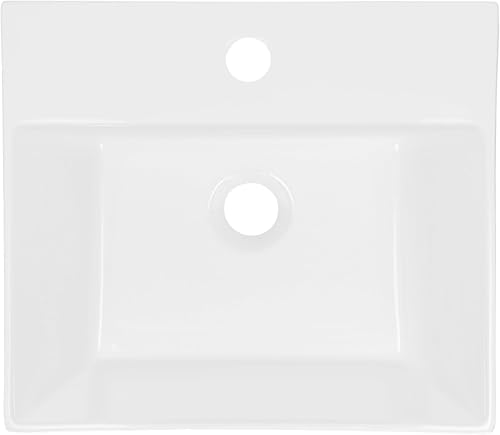 ECD Germany Waschbecken Waschtisch Ø 320 x 135 mm inkl. Ablaufgarnitur ohne Überlauf aus Keramik Rund Weiß - Aufsatzbecken Aufsatzwaschbecken Waschschale Aufsatzwaschtisch Spülbecken Becken - Cheap-Us