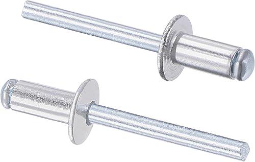 sourcing map 50 Stk. Blindnieten Aluminium Zugnieten Kerndekorationsnieten 6mm Durchm. 12mm Grifflänge Silber - Cheap-Us
