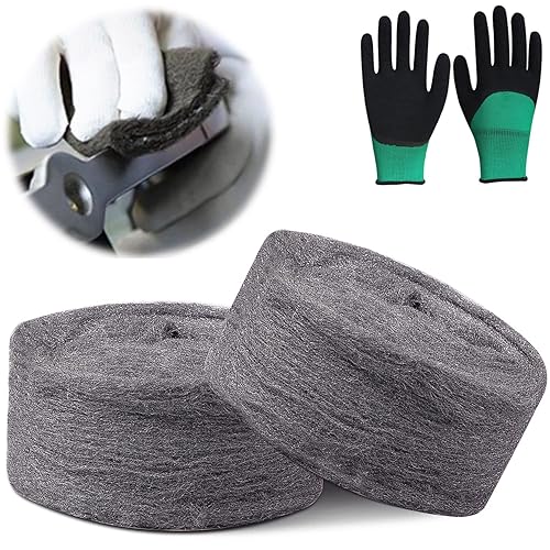 Stahlwolle Fein Gegen Mäuse 2 Rollen Steel Wool Gegen Nagetiere Güteklasse Stahlwolle Pads Wiederverwendbar mit Arbeitshandschuhe für Löcher und Wand Risse von Haus, Garten - Cheap-Us