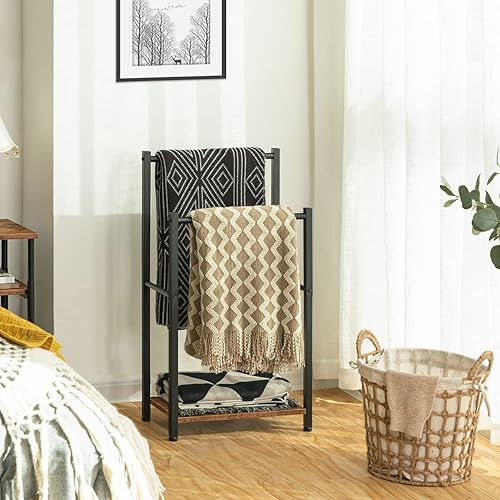 HOOBRO Handtuchhalter, Handtuchständer, Handtuchleiter stehend mit 2 Handtuchstangen, für Badetücher, Kleidung, Decken, Zeitungen, platzsparend, Stabil, Industriestil EBF02LB01 - Cheap-Us