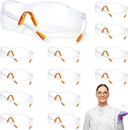 15Pcs Arbeitsschutzbrillen, Schutzbrillen Transparent mit Gummieinsatz an Nase Ohren, Labor Sicherheitsbrille，Arbeitsschutzbrillen für Arbeit Staubdicht Schießsport für Kinder Herren Damen - Cheap-Us
