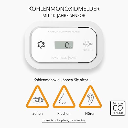 ELRO FC5003 Kohlenmonoxidmelder mit 10-Jahres-Sensor | LCD Display & 3 Jahre Batterie | Zuverlässiger Schutz & CO Alarm | Entspricht der europäischen Norm EN50291 - Cheap-Us
