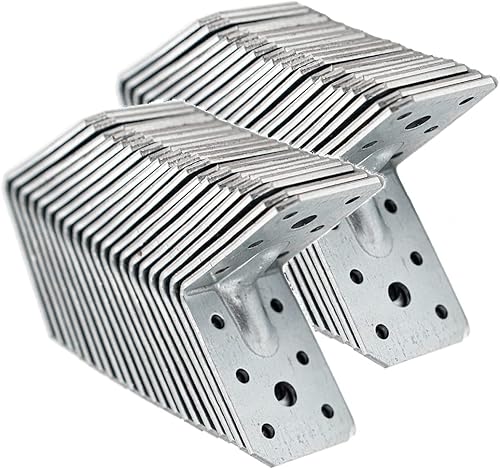 Systafex® 40x Bau-Winkel verzinkt 60x60x45mm mit Sicke CE Zulassung Winkelverbinder Lochwinkel - Cheap-Us