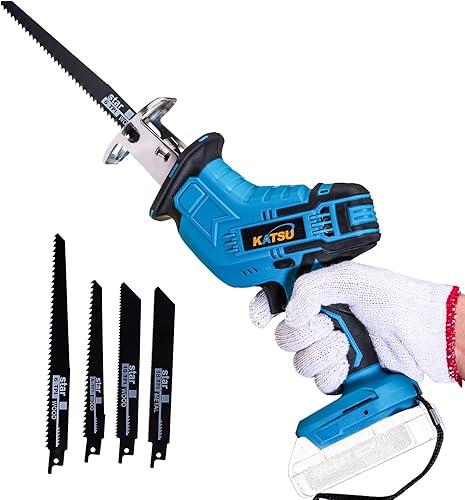 Säbelsäge, KATSU FIT-BAT 21V Akku-Säbelsäge, 4 Sägeköpfe, 0-3000SPM variable Geschwindigkeit, Elektrische Säbelsäge für Metall Holz PVC-Rohr Baumschnitt (ohne Akku und Ladegerät) - Cheap-Us