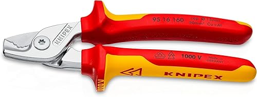 KNIPEX StepCut Kabelschere isoliert mit Mehrkomponenten-Hüllen, VDE-geprüft verchromt 160 mm 95 16 160 - Cheap-Us