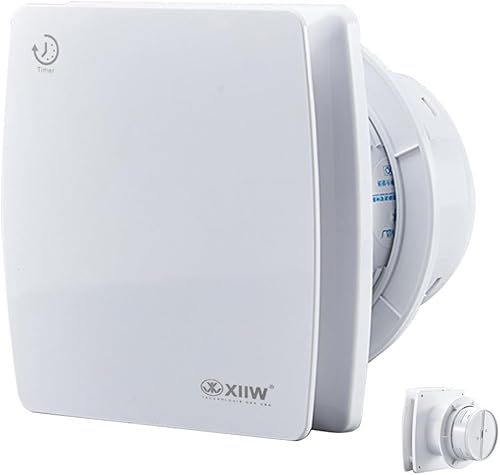 XIIW Badlüfter Ø100mm Abluftventilator mit Nachlaufzeit und Rückstauklappe, Leiser Ventilator 95m³/h, 12 Watt / 34dB / spritzwasserfest Wandventilator für Küche WC Badezimmer, Weiß - Cheap-Us
