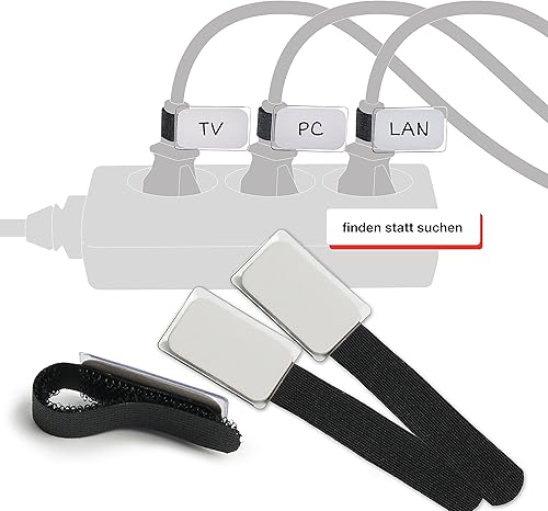 LABEL THE CABLE® 10 STK Klett Kabelbeschriftung schwarz Kabelbinder wiederverschließbar, Kabeletikett, Klettband, Kabelmarkierung, perfektes Kabelmanagement, PC Zubehör, Markierung Mehrfachsteckdose - Cheap-Us