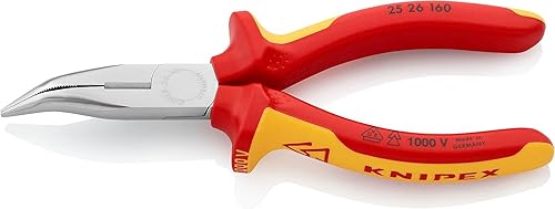 KNIPEX Flachrundzange mit Schneide (Radiozange) isoliert mit Mehrkomponenten-Hüllen, VDE-geprüft verchromt 160 mm 25 26 160 - Cheap-Us