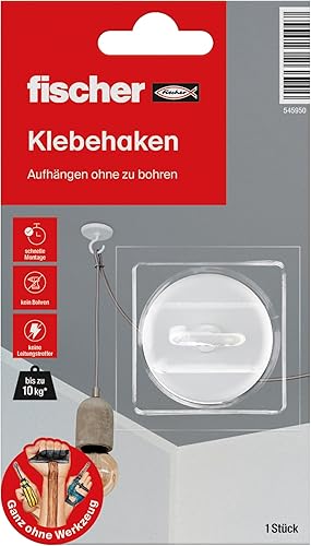 fischer Klebehaken, selbstklebender Wandhaken in Weiß, praktische Aufhängung ohne Bohren, für Badezimmer und Küche geeignet, starker Klebehaken, hält bis zu 10 kg - Cheap-Us