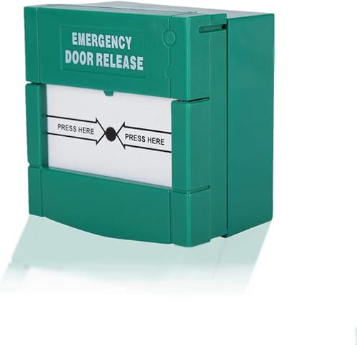 Sonew Feueralarm Knopf, Notfall Glass, Notfall Türöffner Beenden Sie die Freigabetaste Glas zerbrechen Feueralarm Grün Sicherheitsalarm für Heimsicherheit - Cheap-Us