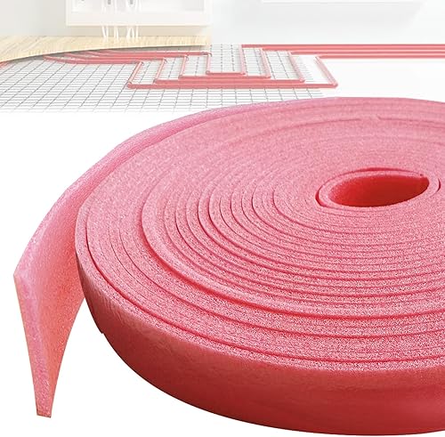 Randdämmstreifen,50mm x 5mm x 10m Randdämmstreifen Selbstklebend, Randdämmstreifen für Ausgleichsmasse Zur Abdichtung Zwischen Fußbodenheizungsplatten und Wänden(Rosa) - Cheap-Us