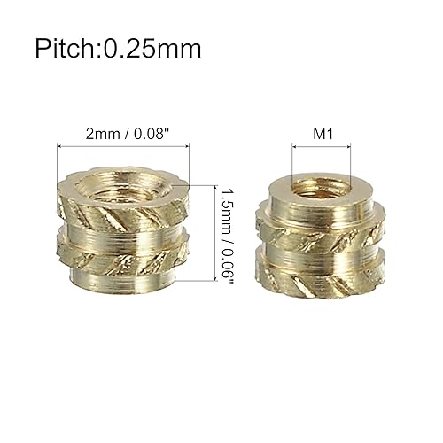 QUARKZMAN Gerändelte Einsteckmuttern, 50 Stück M5 x 4mm L x 7mm Ø 3D-Druck Messingmuttern weibliche Gewindeeinsätze Messing Heat Set Einbettungsmuttern - Cheap-Us