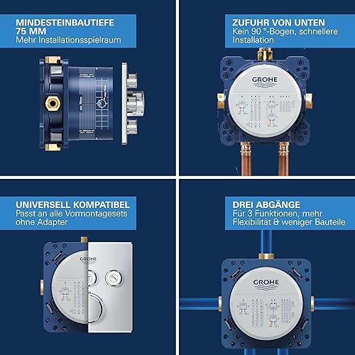 GROHE Rapido SmartBox | UP-Rohinstallation - Unterputz-Einbaukörper | 3 Abgänge 1/2 Zoll | 35600000,Blue - Cheap-Us