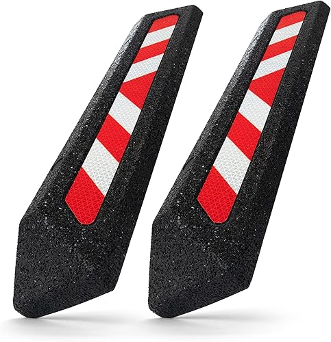 TopRubber® 2X Radstopper in Schwarz, Reflektierend 570x140x75, zum Festschrauben - Cheap-Us