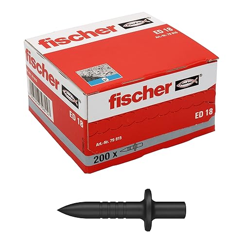 fischer Einschlagnagel ED 18, Schnelle und einfache Einschlagmontage ohne Vorbohren, 200 Stück, grau - Cheap-Us