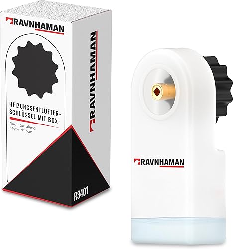 RAVN HAMAN Heizungsentlüfter mit praktischem Auffangbehälter - Entlüftungsschlüssel 5 mm Vierkant - Heizungsschlüssel für alle gängigen Heizkörper - Heizungen leicht entlüften - Cheap-Us