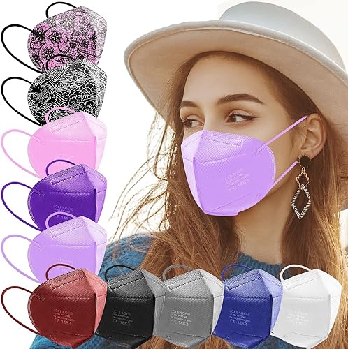AHOTOP FFP2 Masken Bunt, FFP2 Maske CE Zertifiziert 10 Farben 10 Stück, FFP2 Maske Schwarz Grau Blau Rosa Lila Rot Weiß usw, Gesichtsmaske Mund Nasen Schutzmaske Einzeln Verpackt - Cheap-Us
