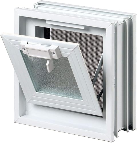 Fuchs Design Lüftungsfenster (189x189x80 mm) weiß anstatt 1 Glasbaustein im Format 19x19x8 cm – mit Fliegengitter - Cheap-Us