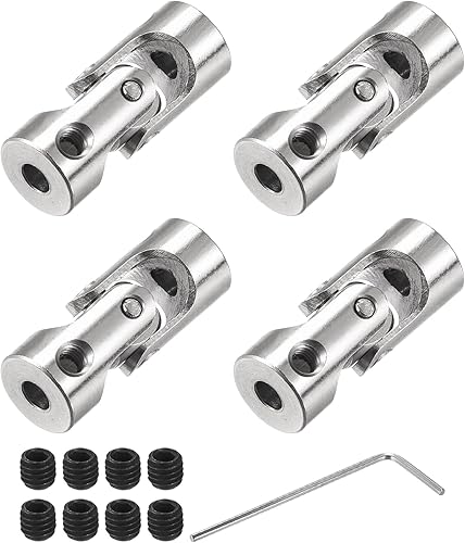 sourcing map 4 Stück Drehbare Kreuzgelenk Wellenkupplung 3.17mm bis 4mm Innendurchm. L23 x D9 mit Schrauben und Schraubenschlüssel für RC Modell - Cheap-Us