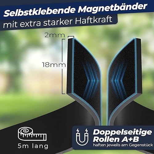 DANJOY® Magnetband A+ B selbstklebend (1m) I Starker Kleber - Starker Magnet I Magnetstreifen mit extra starkem 3M-VHB Kleber I Ideal als Fliegengitter Fenster Magnet uvm. - Cheap-Us