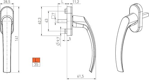 Ante bellum Hochwertiger Fenstergriffe Weiß aus Aluminium - Sicheres und stilvolles Zubehör für Fenster und Türen mit 35mm langem Stift. Passend für die meisten Standardfenster. (Weiss, 1 Stück) - Cheap-Us