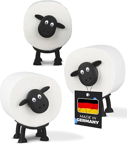 LAYERSMITH® 3X Schaf Toilettenpapierhalter [DAS ORIGINAL] für 42mm Rollen - als Deko für Toilettenpapier, Klorollenhalter, Klopapierhalter oder als Geschenk - Emma, Dori & Flocke - Cheap-Us