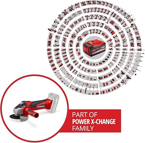 Einhell Akku-Winkelschleifer TC-AG 18/115 Li (1x4,0Ah) (18 V, 115 mm Scheiben-Ø, 28 mm Schnitttiefe, Softstart, Zusatzhandgriff, inkl. 1x 4,0 Ah Akku & Ladegerät) - Cheap-Us