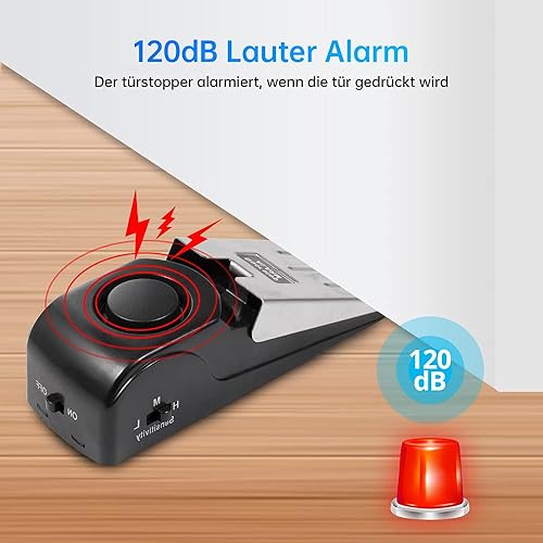 Türstopper Alarm, Türstopper mit Rutschfestem Gummi und Alarm, Alarm Keil für Tür mit 120dB (2Packung) - Cheap-Us
