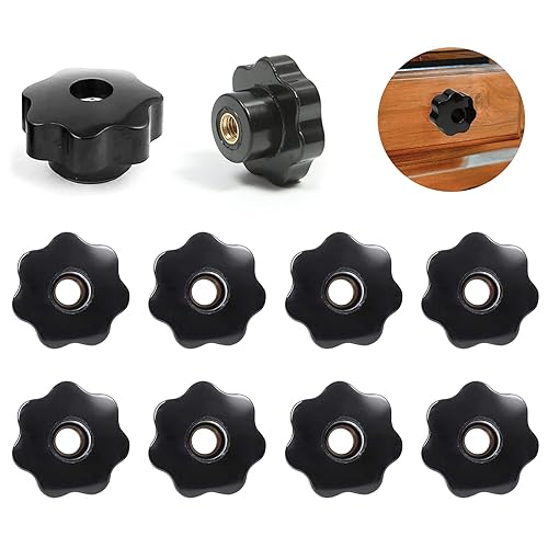 HENGBIRD 10 Pcs Sterngriffmutter M8 Innengewinde Klemmknopf, Klemmmutter Rändelknopf Flügelmutter Rändelmutter Sterngrif Sternschraube Knebelmutter Rändelgriffmuttern für mechanische Industrie Möbel - Cheap-Us