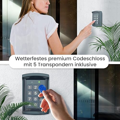 MATHFEL Smart Lock RFID Zugangssystem (Aufputz), Elektronisches Türschloss für Haustür, IP66, Codeschloss & RFID, Smartes Türschloss mit Code, Elektrisches Türschloss Outdoor, Automatisches Türschloss - Cheap-Us